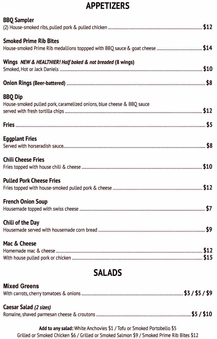 Page 1 of menu, Grouse House Otis, MA