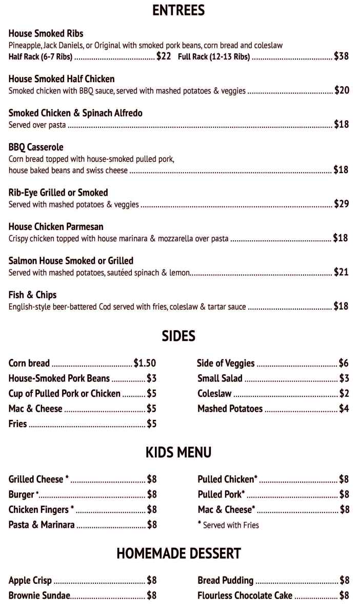 Page 3 of menu, Grouse House Otis, MA